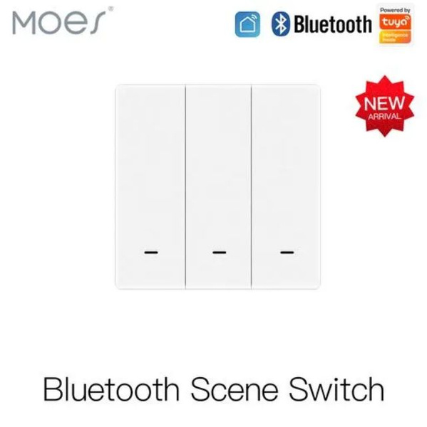 Умный выключатель трехклавишный MOES Bluetooth 3-Gang Wireless Switch ...