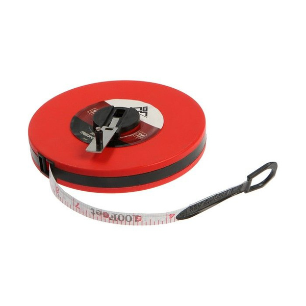 Рулетка геодезическая ЛОМ, фиберглассовая лента, закрытый корпус, 30 м ...