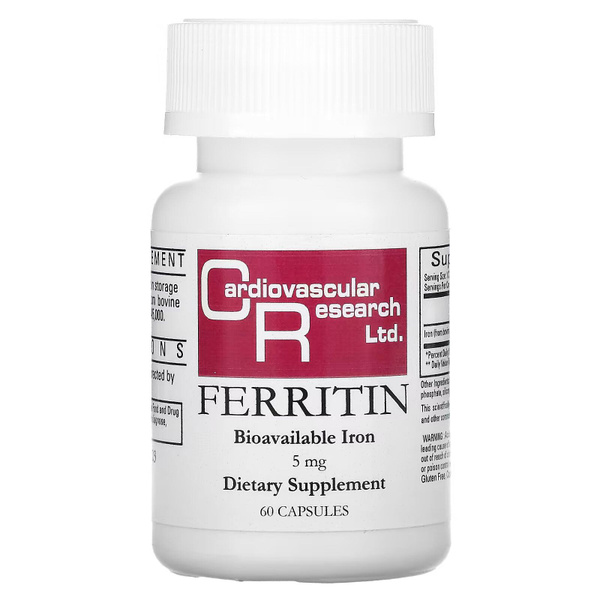 Cardiovascular Research Ltd., ферритин, 5 мг, 60 капсул Ferritin ...