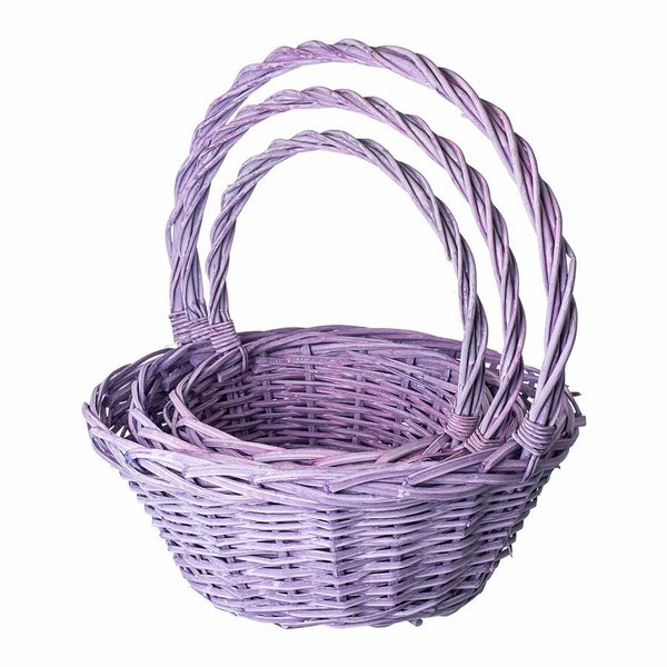 Набор корзин плетеных 3шт.(ива), D38x17xH42 см, цвет сиреневый - купить ...