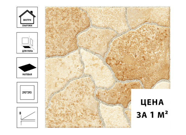 Керамический гранит GlobalTile Roxy BL 29,3 29,3см, бежевый, камни ...