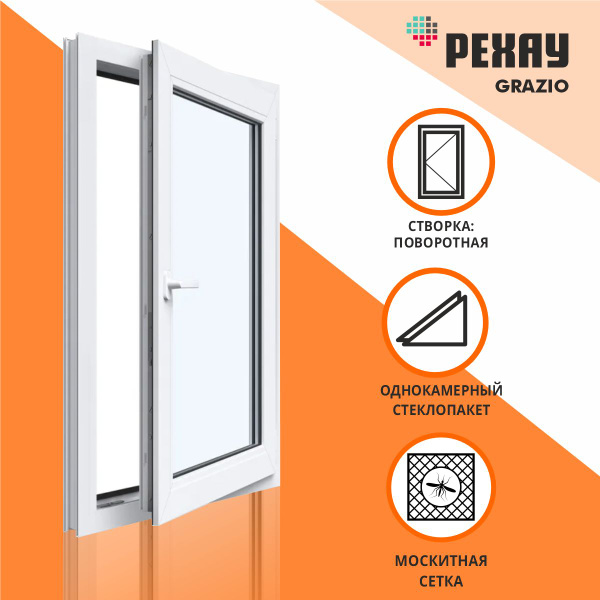 Окно пластиковое 900х1200 мм Поворотное с москитной сеткой - купить по ...