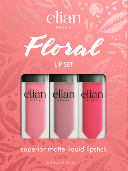 ELIAN RUSSIA Набор для губ Floral Lip Set (Губная помада матовая 5 мл ...