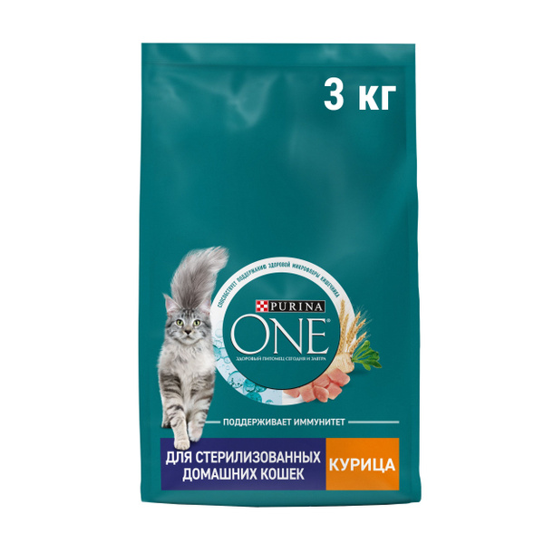 Purina ONE Сухой корм для стерилизованных кошек с курицей 3 кг - купить ...
