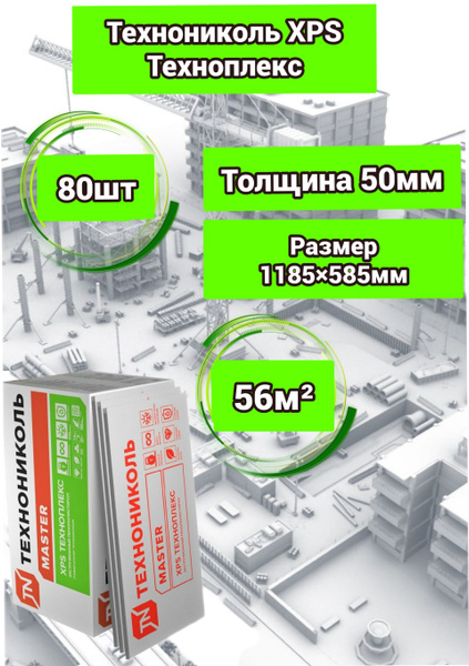 Утеплитель Технониколь Техноплекс 50 мм 80 плит 56м2 из пенополистирола ...