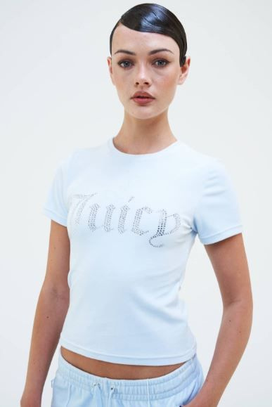 Футболка Juicy Couture, размер 44, цвет голубой, 95% Полиэстер,5% ...