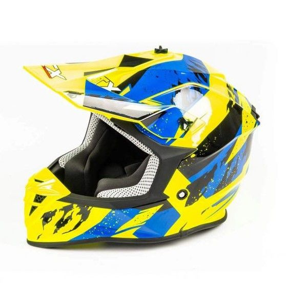 Шлем мото кроссовый GTX 633 (M) #1 FLUO YELLOW/BLUE BLACK - купить с ...