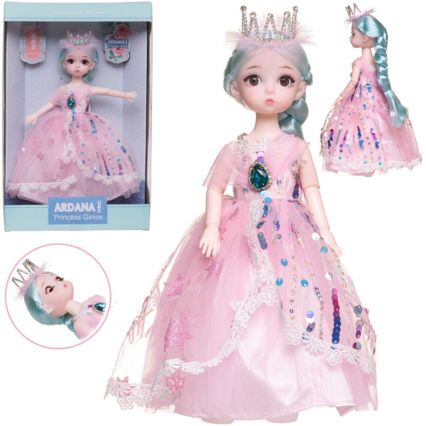 Кукла Junfa Ardana Princess 30 см с короной в роскошном розовом платье ...