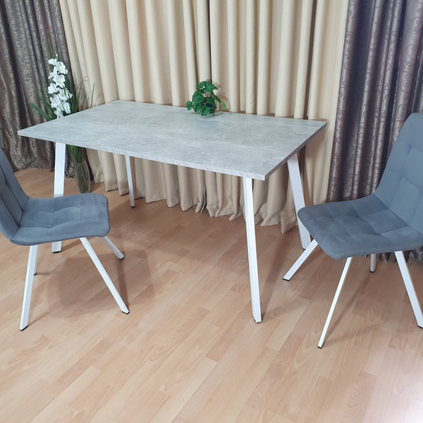 Стол обеденный Бетон светлый кухонный_Ник белые, 140х80х75 см - купить ...