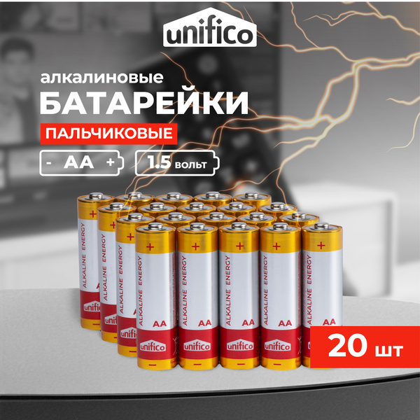 Батарейки алкалиновые АА LR6, набор 20 штук Unifico купить на OZON по ...