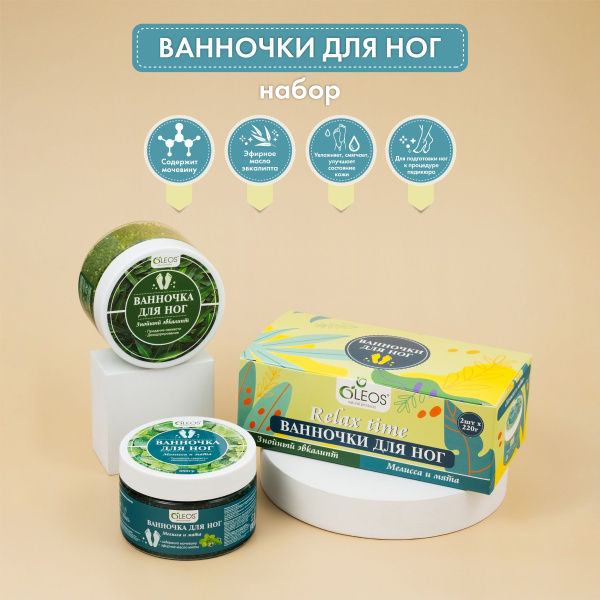 Набор ванночек для ног "Знойный эвкалипт", "Мелисса и мята" 2 шт х 220 ...