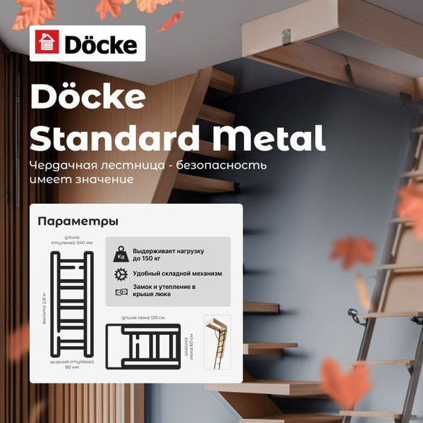 Лестница чердачная металлическая с люком утепленная Docke STANDARD ...