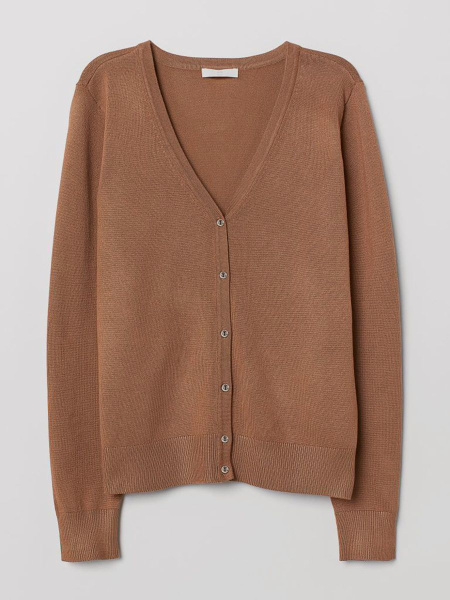 Кардиган Женский H&M темно-бежевый Вискоза, Полиамид, размер 40 ...
