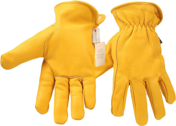 Зимние кожаные рабочие перчатки, теплая 3М тонкая изоляционная ...