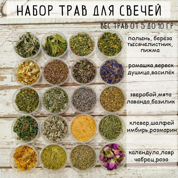 Сушеные травы для свечей, окуривания, ритуалов. Набор из 20 видов ...