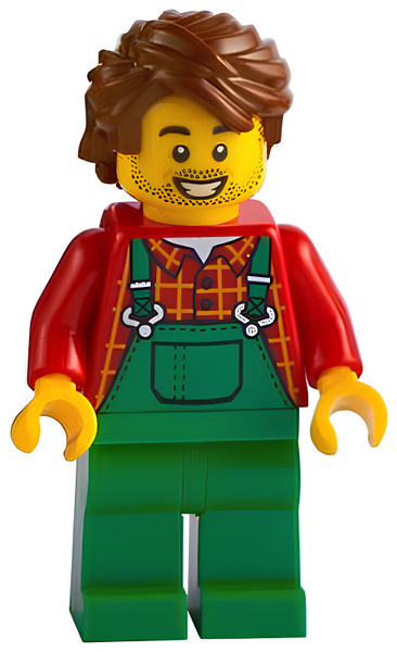 Минифигурка Lego Farmer - Overalls Green, Red Plaid Shirt, Reddish ...