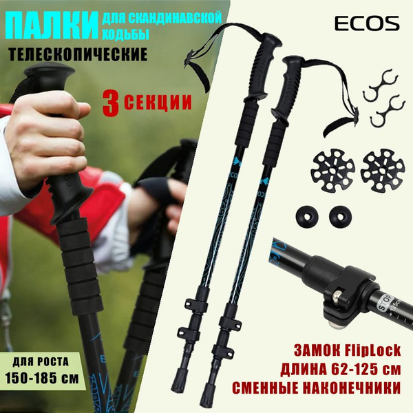Палки для скандинавской ходьбы/ Трекинговые палки складные ECOS Nordic ...