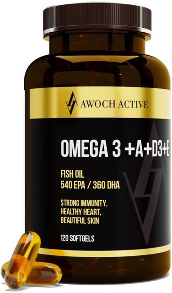 Жирные кислоты AWOCHACTIVE OMEGA 3+A+D3+E, 120 капсул - купить с ...