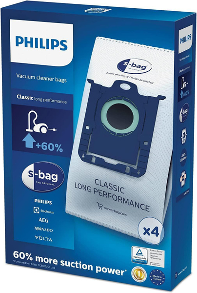 Philips FC8021/03 Мешки для пылесоса S-Bag, белые, 4 шт. Мешок для ...
