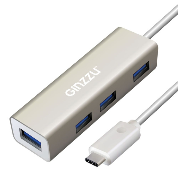 USB HUB GR-518UB Ginzzu TYPE C, 4 порта USB3.0, 20см кабель - купить с ...