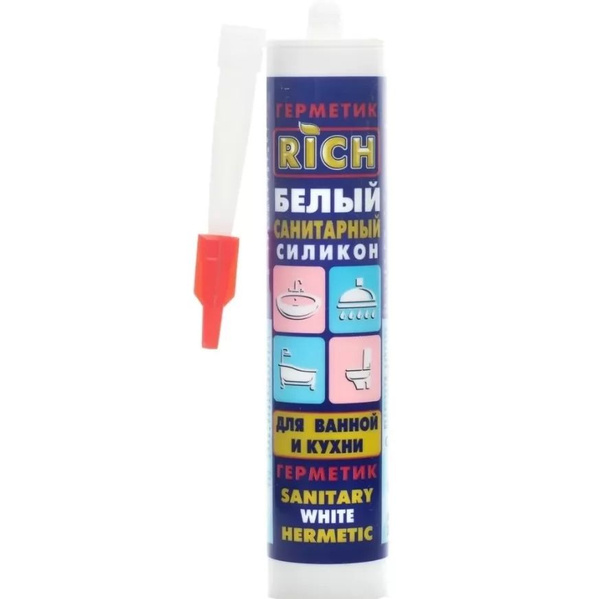 Силиконовый Герметик RICH, Для ванн, белый - купить по низким ценам в ...