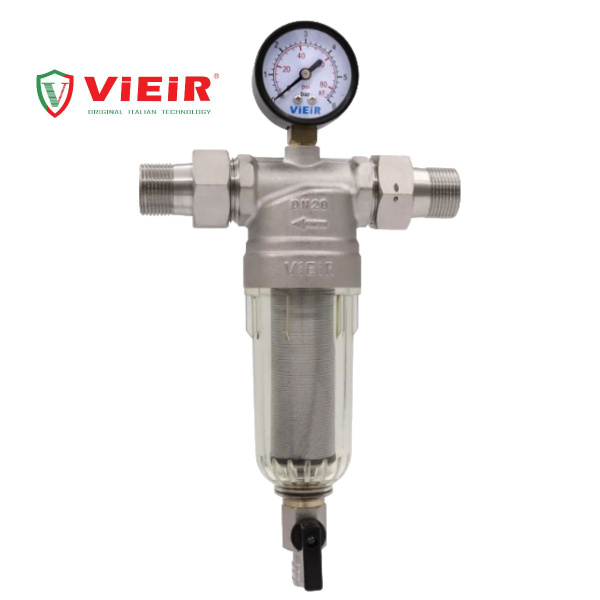 Фильтр самопромывной с манометром 1" для холодной воды Vieir (JC156-N ...