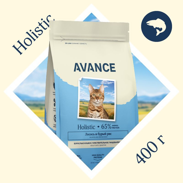 AVANCE полнорационный сухой корм для взрослых кошек с чувствительным ...