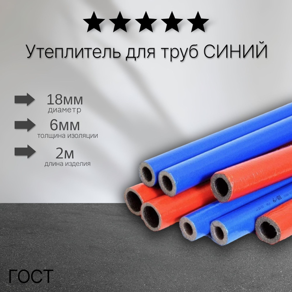Утеплитель 18/6 синий 10 метров (5 шт по 2м) Энергофлекс СУПЕР ПРОТЕКТ ...