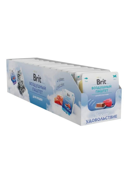 BRIT PREMIUM, Воздушный паштет для взрослых кошек, Тунец, 100г по 14 шт ...