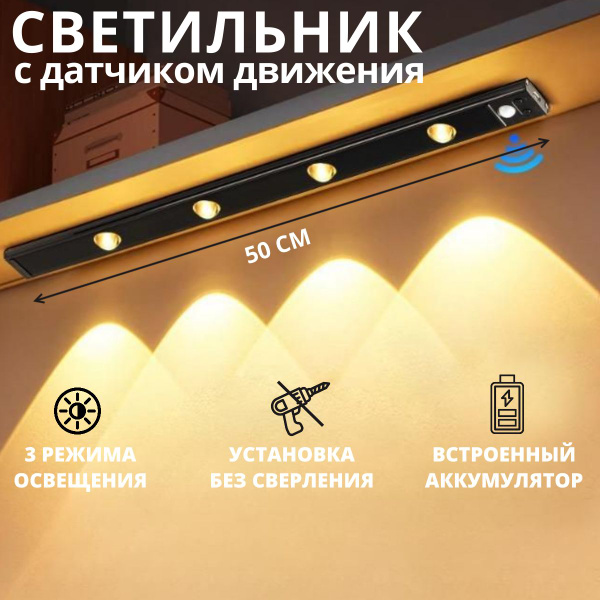 Беспроводной светодиодный светильник с датчиком движения на клипсах ...