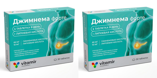 Витамир Джимнема форте, 30 таблеток по 600 мг х 2 упаковки - купить с ...