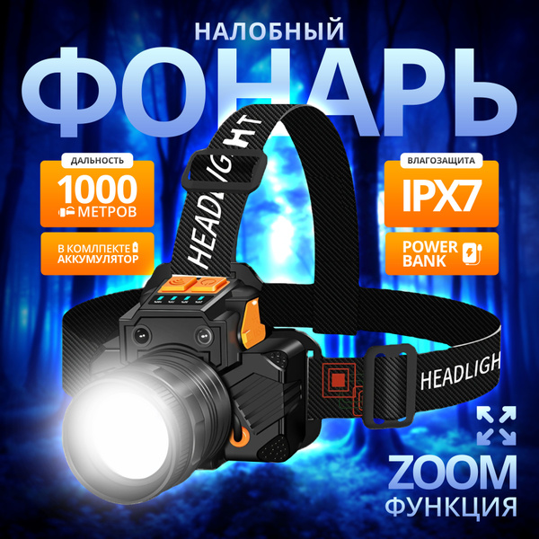 Фонарь налобный аккумуляторный - купить с доставкой по выгодным ценам в ...