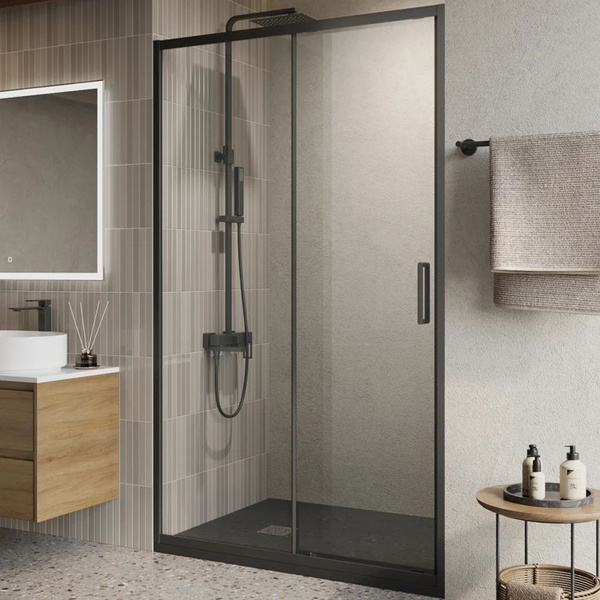 Душевая дверь в нишу BelBagno Luce BF-1-120-C-NERO стеклянная ...