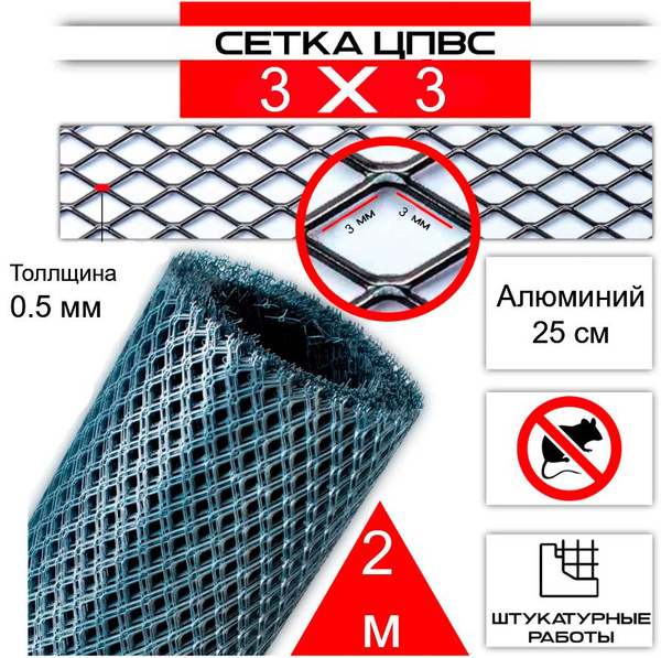 Алюминиевая сетка (2 метра на 25см, 0.5мм) - купить с доставкой по ...