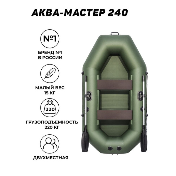 Лодка Аква-Мастер 240 надувная, ПВХ зелёная - купить по выгодной цене в ...