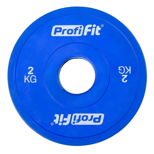 Блин для штанги 51мм 2 кг обрезиненный цветной PROFI-FIT - купить в ...