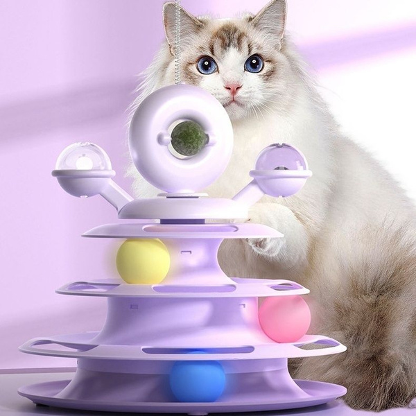 Игрушка для кошек развивающая игровая пирамидка с шариками трек с ...