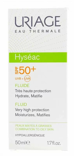 Характеристики Солнцезащитная эмульсия SPF 50 Hyseac, 50 мл подробное ...