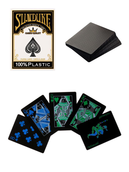 Карты игральные Poker Sunduke 8010 (54 карты) пластик черные купить на ...