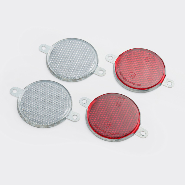 Катафот (светоотражатель) на прицеп красный/ белый, с ушками 4 шт ...