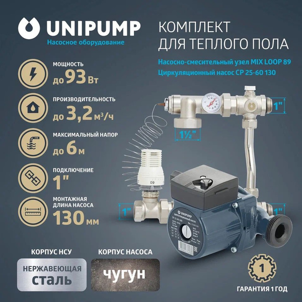 Комплект для теплого пола: насосно-смесительный узел и насос СР 25-60 ...