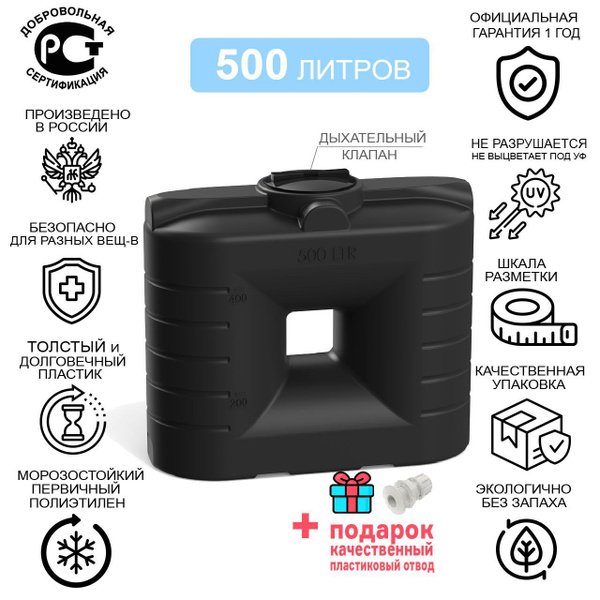 Емкость 500 л. литров для питьевой воды пластиковая / прямоугольная ...
