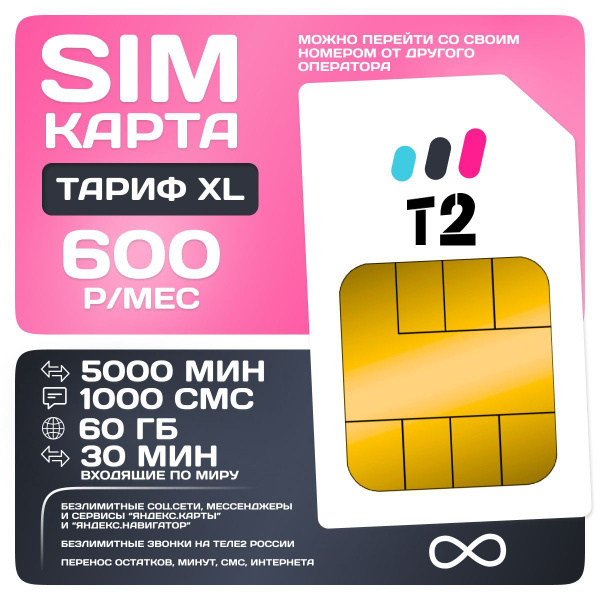 SIM-карта 5000 минут/60 ГБ/1000 SMS за 600 рублей/мес. Выгодный ...