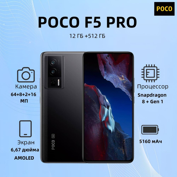 Смартфон Xiaomi F5 Pro Global 512 ГБ 12 ГБ Черный OLED/AMOLED 2 SIM ...