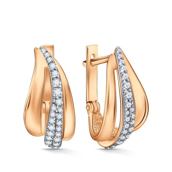 Серьги женские золото 585 пробы с дорожкой из фианитов, 585 ЗОЛОТОЙ ...