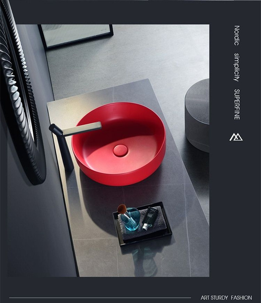 Красная Керамическая накладная раковина для ванной купить на OZON по ...