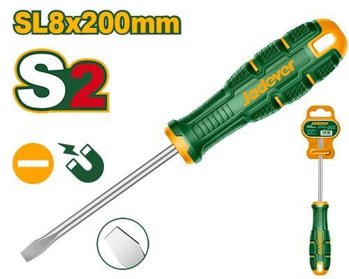 Характеристики Отвертка шлицевая 200мм SL8 с прорезями JADEVER JDSDA288 ...