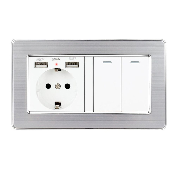 Выключатель Механический С Розеткой, 1 Розетки Type-A 2 USB, 4 Клавиша ...