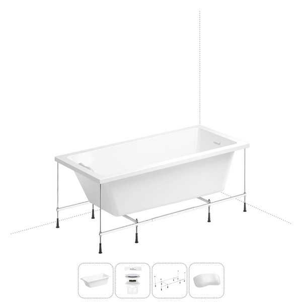 Акриловая ванна 165х80 с каркасом Wellsee FreeDom 2.0 20212785R в ...