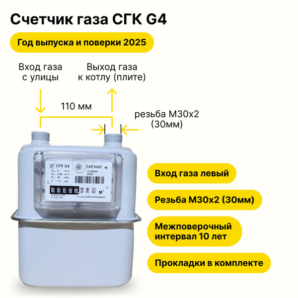 СГК-G4 Сигнал НЕ УЛИЧНЫЙ (вход левый, резьба штуцеров М30х2, как ...